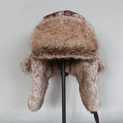 Printed Faux Fur Lining Trapper Hats - Image 5