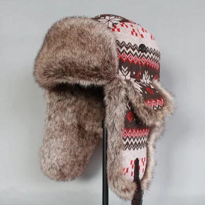 Printed Faux Fur Lining Trapper Hats