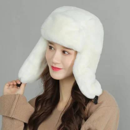 Solid Faux Fur Bomber Hat - Image 2