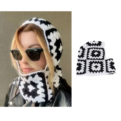 Crochet Knitted Aviator Hat: - Image 2