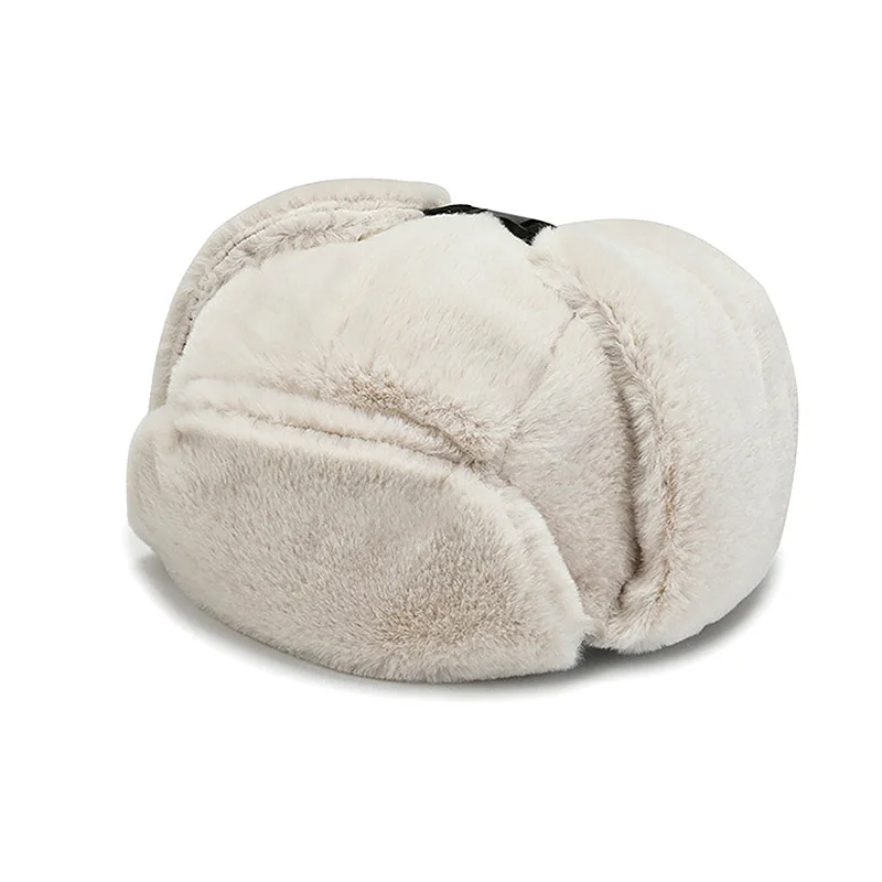 Sycwsmn Buffalo Hat With Horns Furry Earmuff Winter Hats Buffalo Face Fluffy Ear Headwear Earflap Hat White One Size