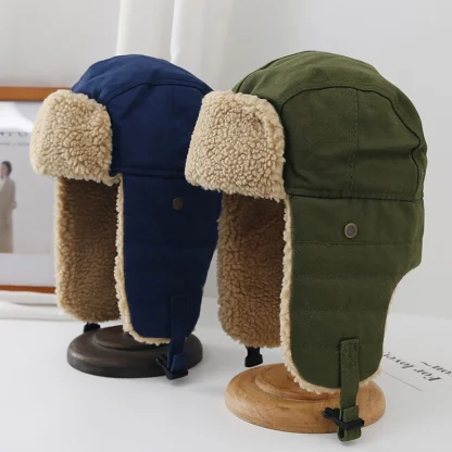 Aviator Hat with Thick Fur-Like - Image 2